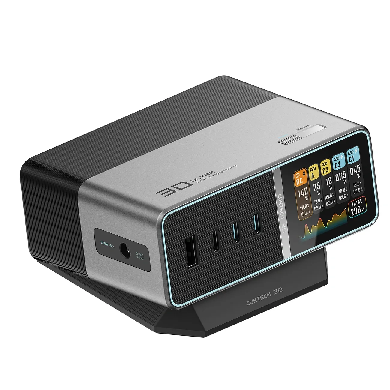 Caricatore Stazione Cuktech TA3005U, 300W, 1 x DC - 1 x USB-A - 3 x USB-C, Grigio - immagine 1