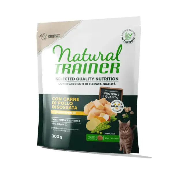 Natural Trainer Selected Quality Adult Cat Sterilised Pollo 300 gr - Croccantini per gatti - immagine 1