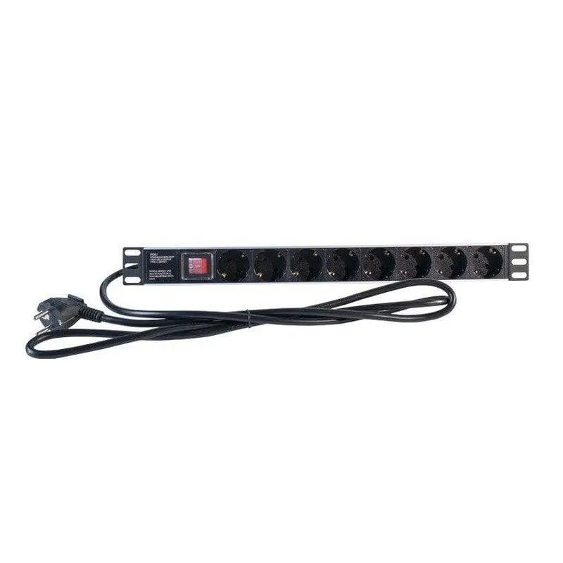 Presa a Sbarra 2LAN 19" 8 Prese Schuko Interruttore 2m - immagine 1