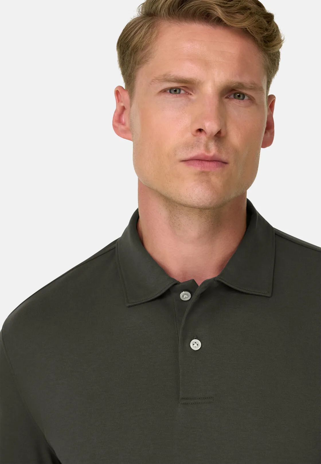 Boggi, Polo In Jersey Misto Cotone S. Cafè®, Uomo, Militare, Taglia: L - immagine 3