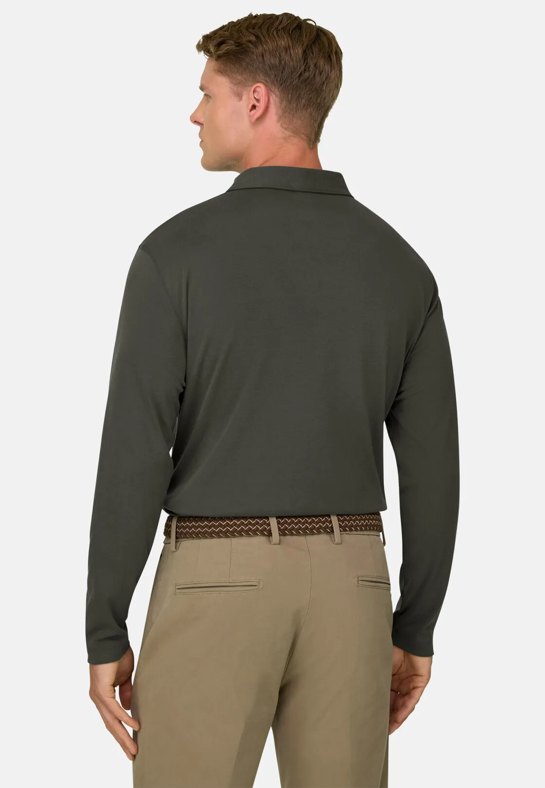 Boggi, Polo In Jersey Misto Cotone S. Cafè®, Uomo, Militare, Taglia: L - immagine 4