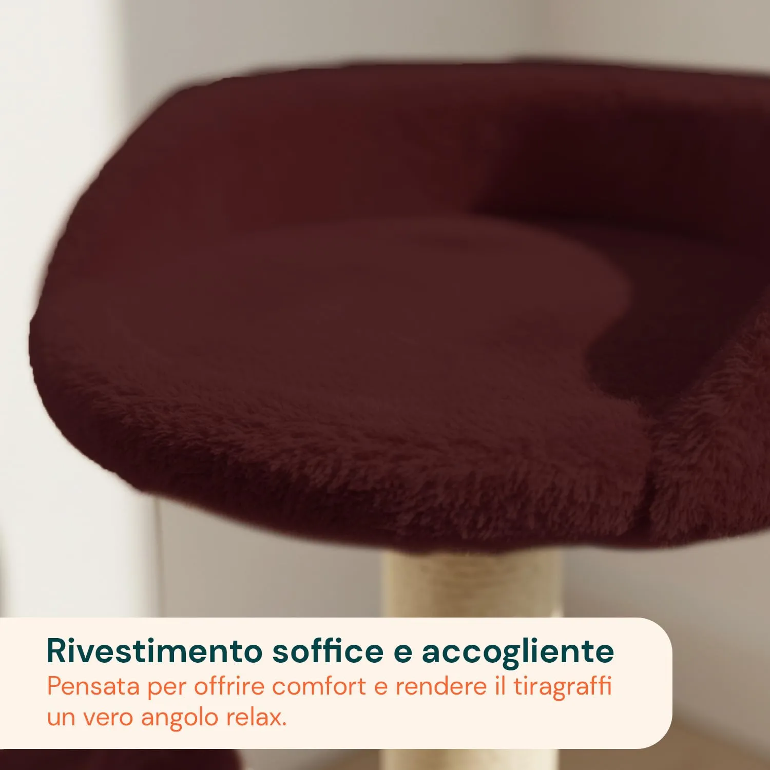 Avilia Tiragraffi Gatti Piccoli 50 cm, Arco in Sisal e Pallina, Bordeaux - immagine 2