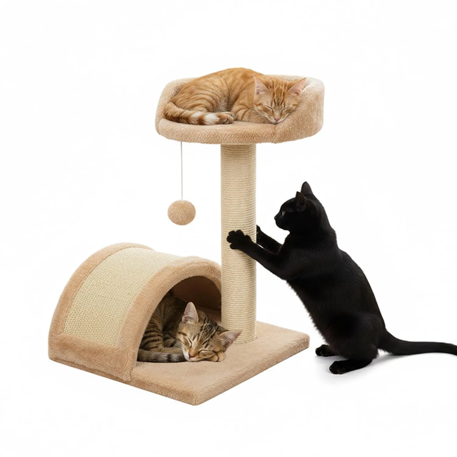 Avilia Tiragraffi Gatti Piccoli 50 cm, Arco in Sisal e Pallina, Beige - immagine 9