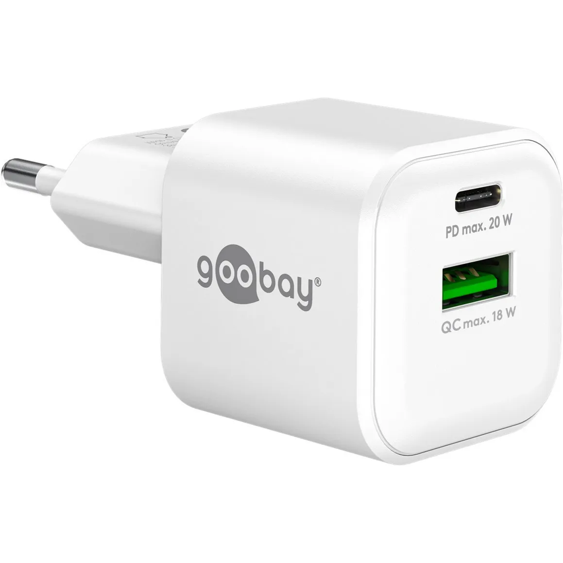 Caricatore rapido doppio USB-C PD GaN 20 W Nano, Caricabatterie - immagine 1