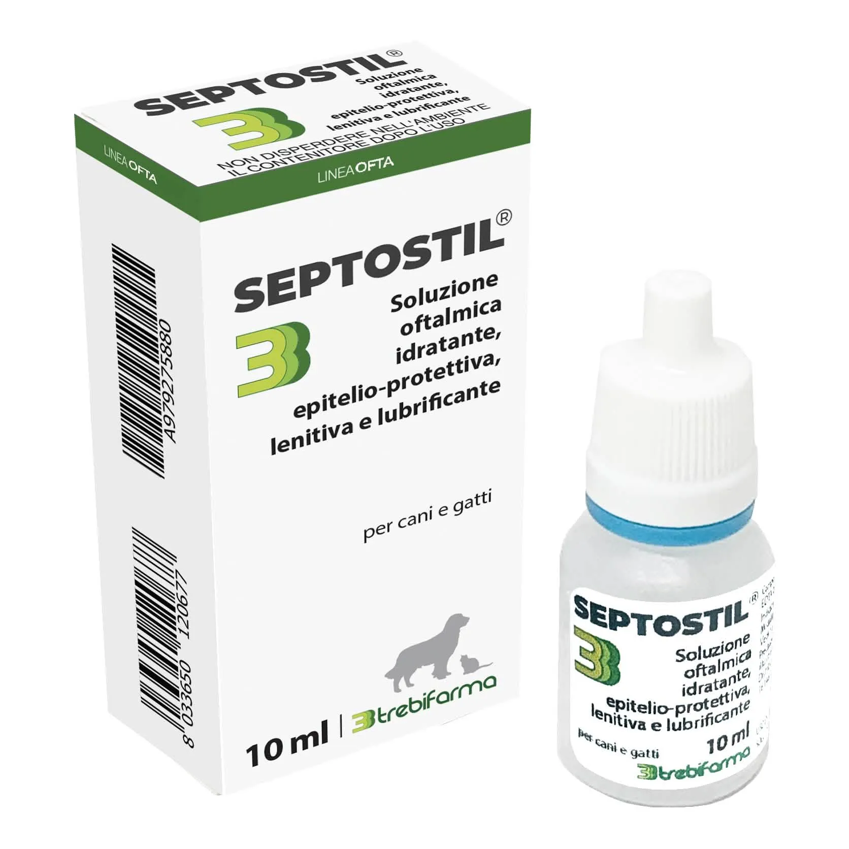 Septostil soluzione oftalmica idratante epitelio protettiva lenitiva lubrificante per cani e gatti 10 ml - immagine 1