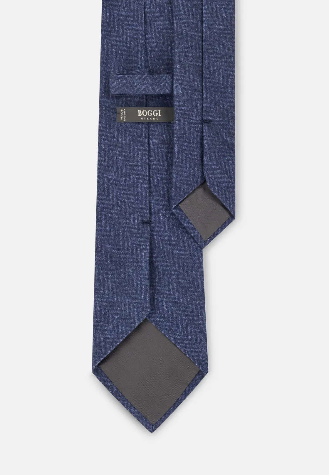Boggi, Cravatta Stampa Motivo Spiga In Lana Cashmere, Uomo, Blu - immagine 3