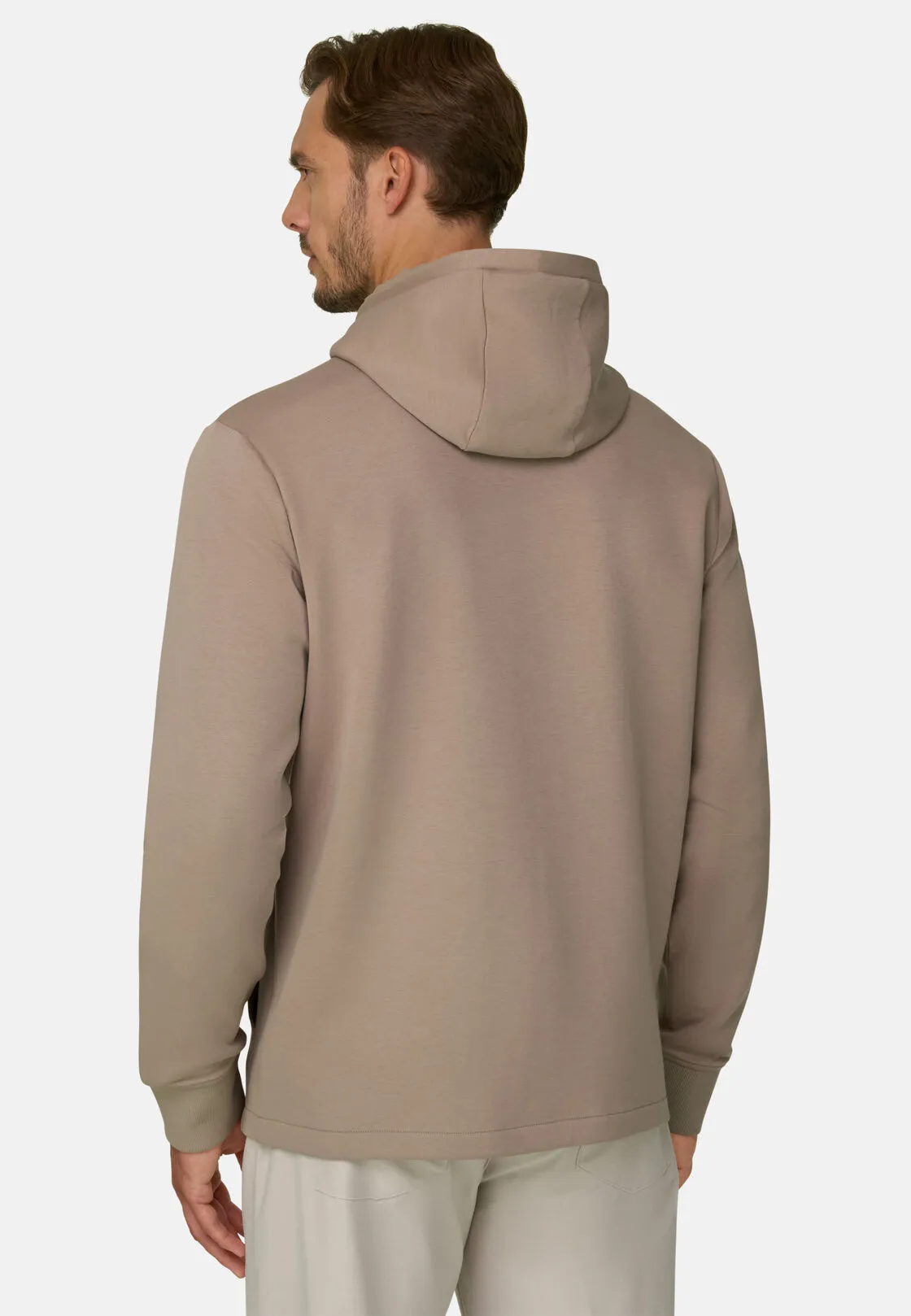 Boggi, Felpa Full Zip Cappuccio In Misto Cotone Scuba B Tech, Uomo, Beige, Taglia: M - immagine 4