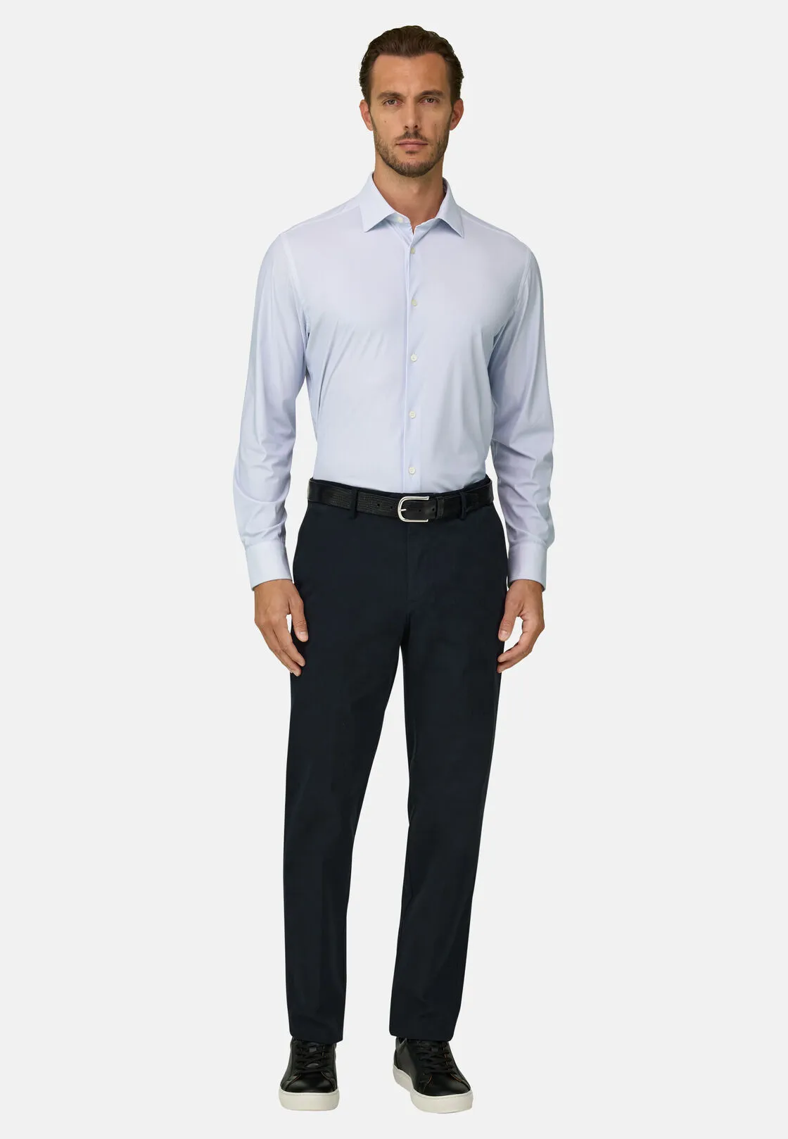 Boggi, Pantaloni In Cotone Tencel Elasticizzato, Uomo, Navy, Taglia: 34 - immagine 2