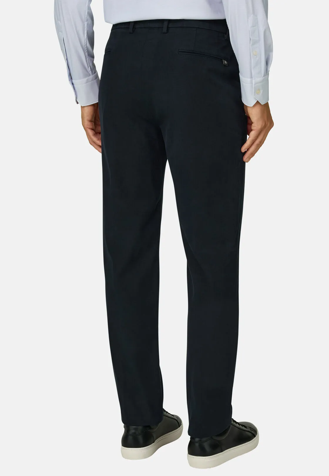 Boggi, Pantaloni In Cotone Tencel Elasticizzato, Uomo, Navy, Taglia: 40 - immagine 5