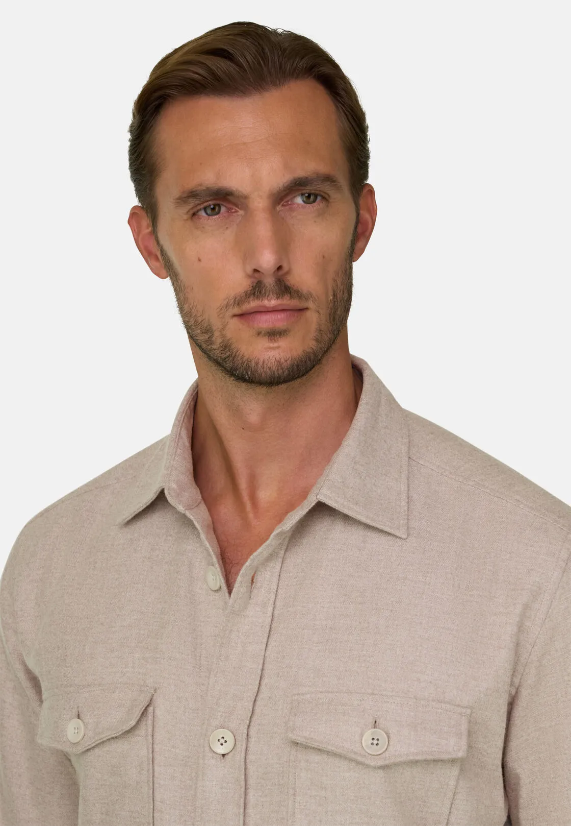 Boggi, Camicia Over In Flanella Di Cotone, Uomo, Sabbia, Taglia: XS - immagine 3