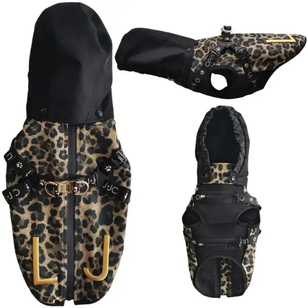 Impermeabile per cani con pettorina integrata Liu Jo Pets Nero maculato - Taglia S/M - immagine 1