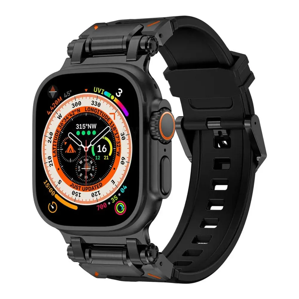 Cinturino Techsuit W064 per Apple Watch 49mm / 46mm / 45mm / 44mm / 42mm Series, Nero - immagine 1