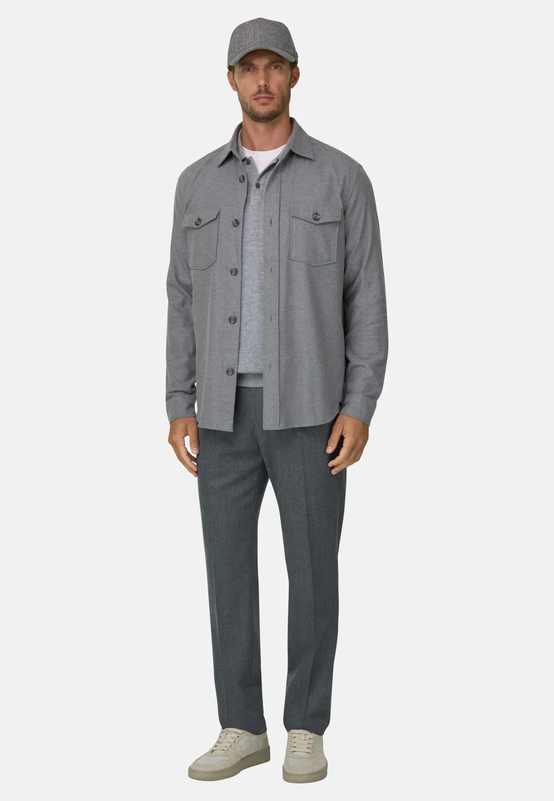 Boggi, Camicia Over In Flanella Di Cotone, Uomo, Grigio, Taglia: M - immagine 2