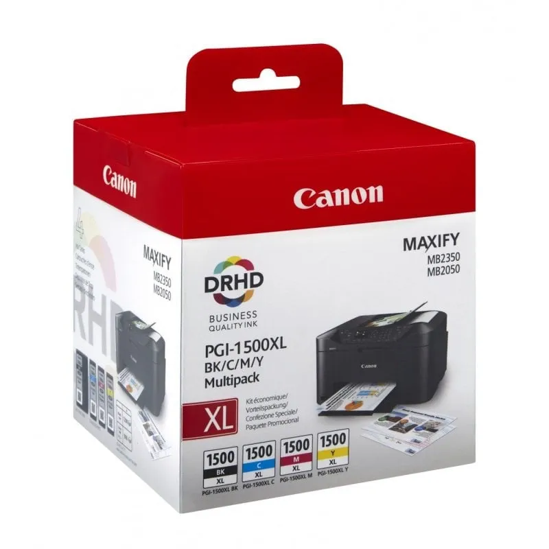 Canon PGI-1500XL BK/C/M/Y cartuccia d'inchiostro Originale Resa elevata (XL) Nero, Ciano, Magenta, Giallo - immagine 1