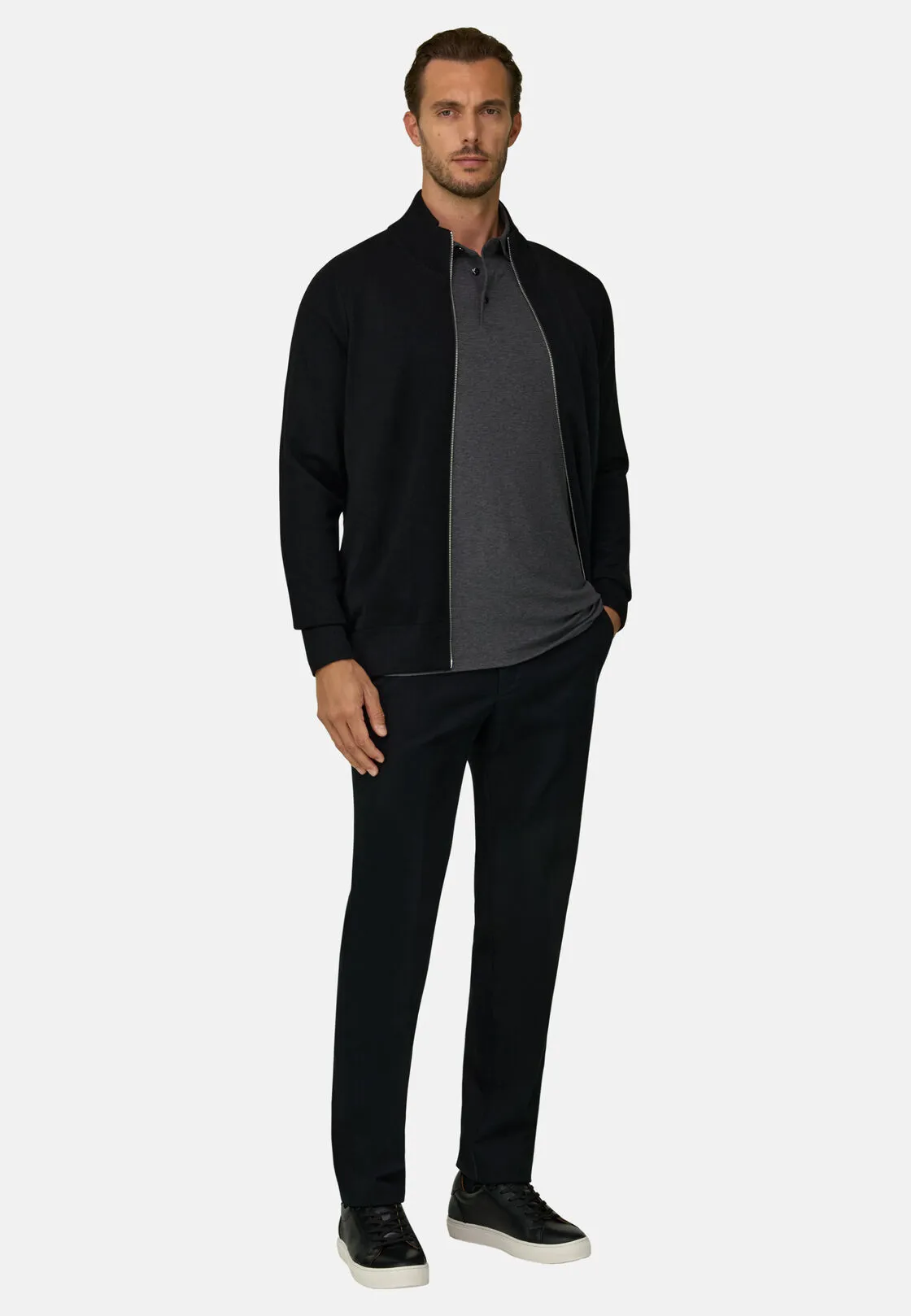 Boggi, Pantaloni In Cotone Tencel Elasticizzato, Uomo, Nero, Taglia: 33 - immagine 2
