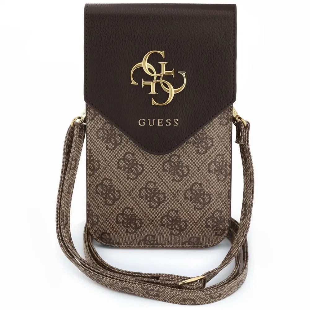 Borsa Universale per Telefono, Guess, 4G Grained Classic Logo, Marrone - immagine 1