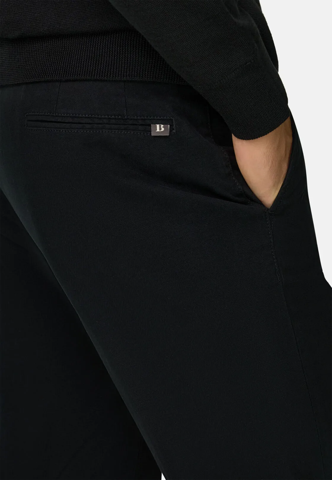 Boggi, Pantaloni In Cotone Tencel Elasticizzato, Uomo, Nero, Taglia: 36 - immagine 3