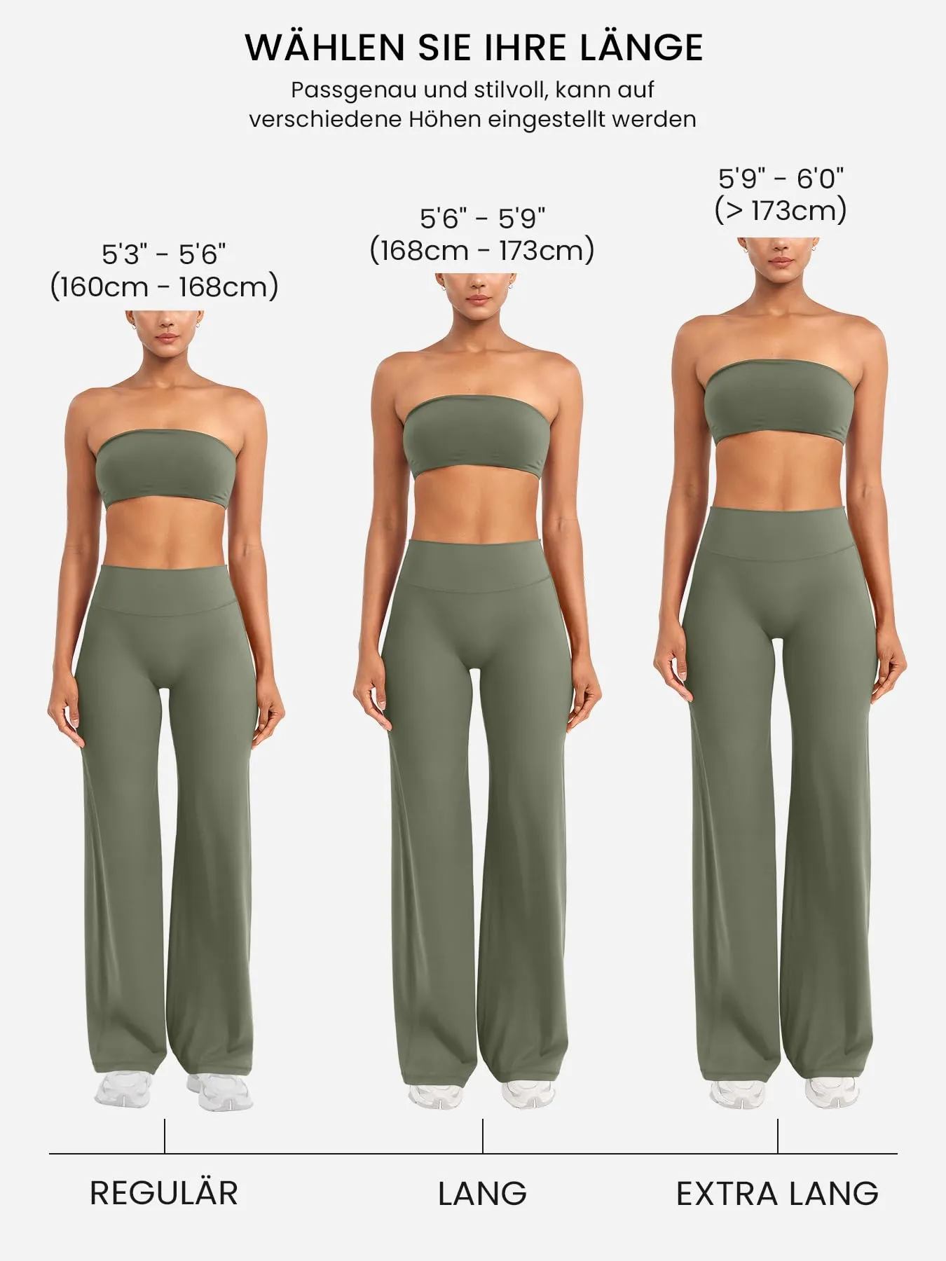 ZAAYO Pantaloni Yoga Senza Cuciture per Donna, Leggings Dritti, Vita Alta, con Gambe Larghe, per Sport, Yoga, Opachi, Grigio/verde, L Extra lang - immagine 3