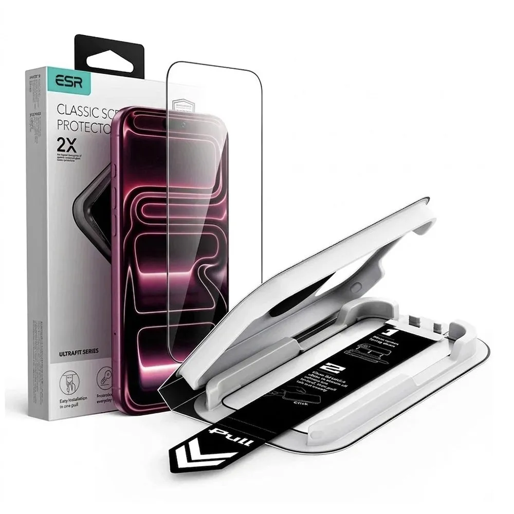 Pellicola protettiva per schermo ESR UltraFit Classic per Apple iPhone 18 Pro / 17 Pro, Vetro temperato, Full Glue, Nero - immagine 1