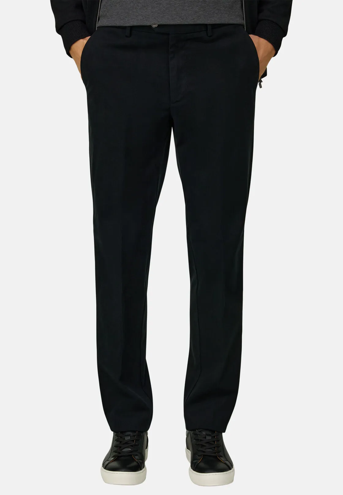 Boggi, Pantaloni In Cotone Tencel Elasticizzato, Uomo, Nero, Taglia: 40 - immagine 1