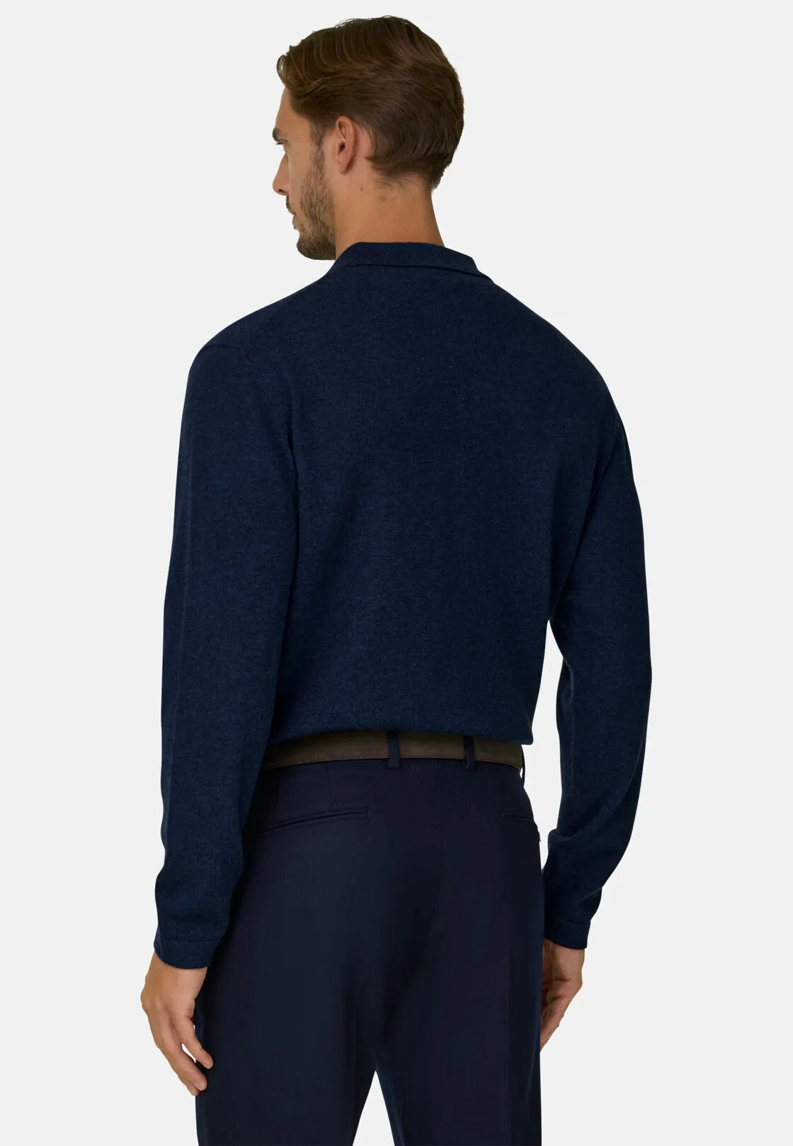 Boggi, Camicia Di Maglia In Lana Cashmere, Uomo, Navy, Taglia: M - immagine 4