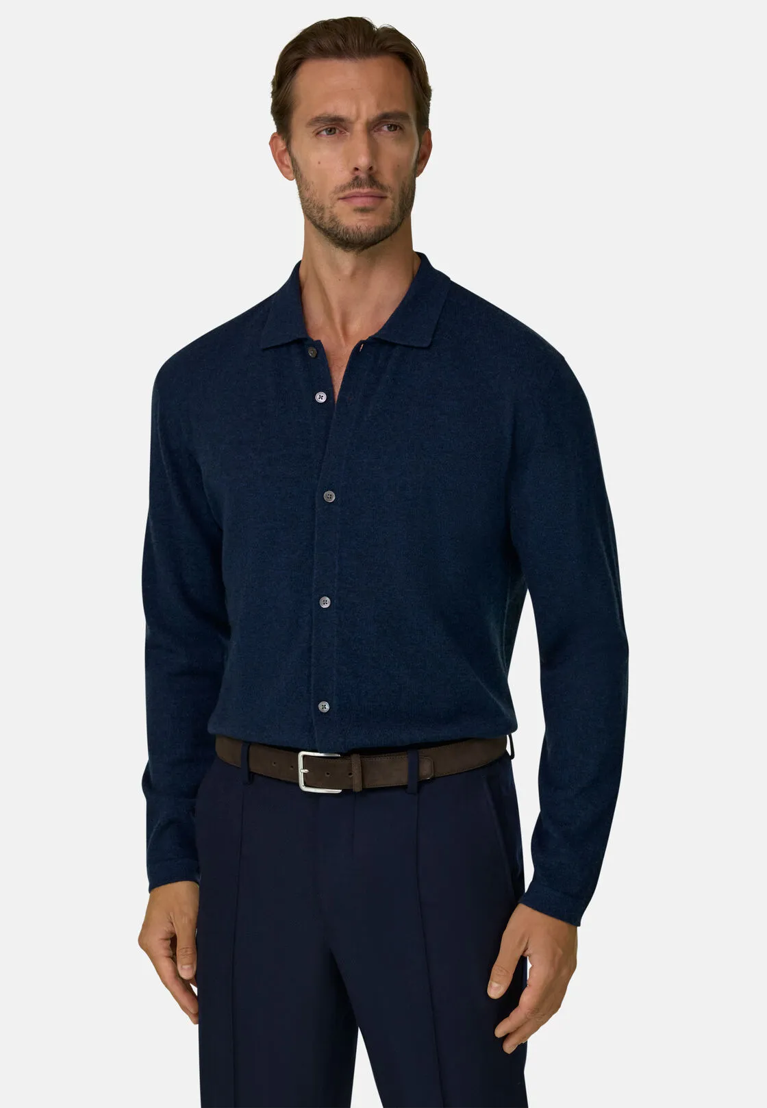 Boggi, Camicia Di Maglia In Lana Cashmere, Uomo, Navy, Taglia: S - immagine 1