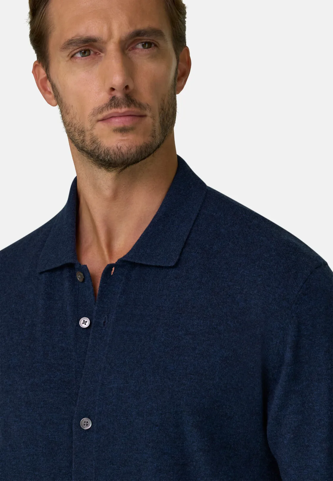 Boggi, Camicia Di Maglia In Lana Cashmere, Uomo, Navy, Taglia: S - immagine 3
