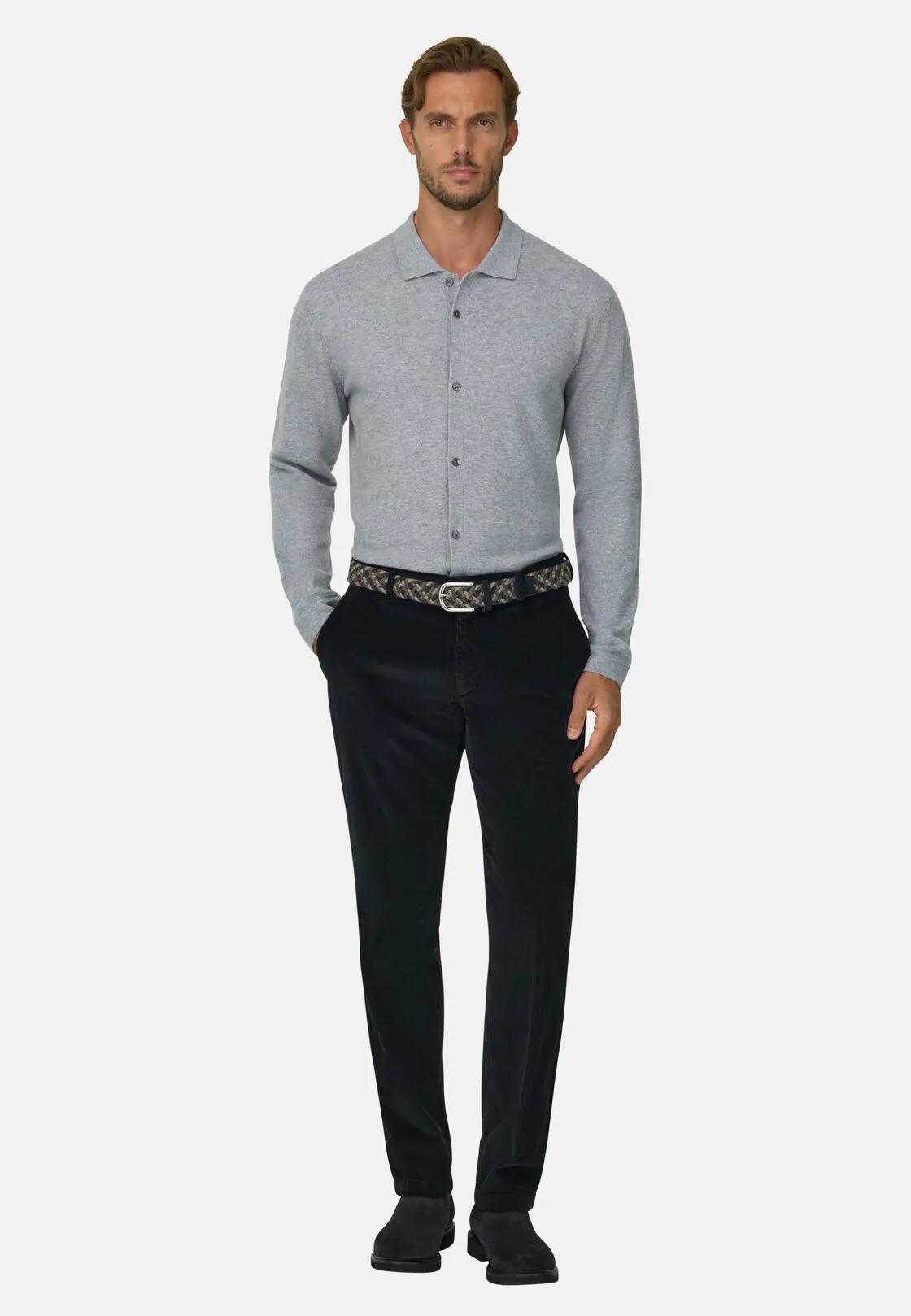 Boggi, Camicia Di Maglia In Lana Cashmere, Uomo, Grigio, Taglia: M - immagine 2