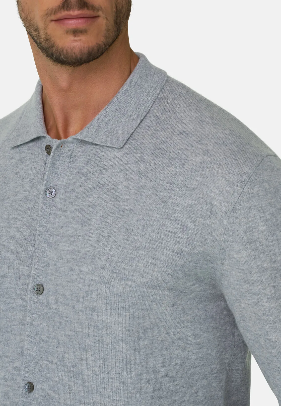 Boggi, Camicia Di Maglia In Lana Cashmere, Uomo, Grigio, Taglia: S - immagine 3