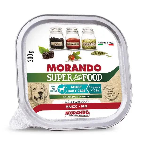 Morando SuperPetFood Dog Adult All breeds Patè 300 gr Manzo - confezione da 18 pezzi - Cibo umido per cani - immagine 1