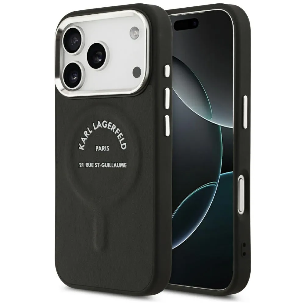 Custodia MagSafe per Apple iPhone 18 Pro / 17 Pro, Karl Lagerfeld, EMB. Anello con logo Karl RSG, Nero - immagine 1