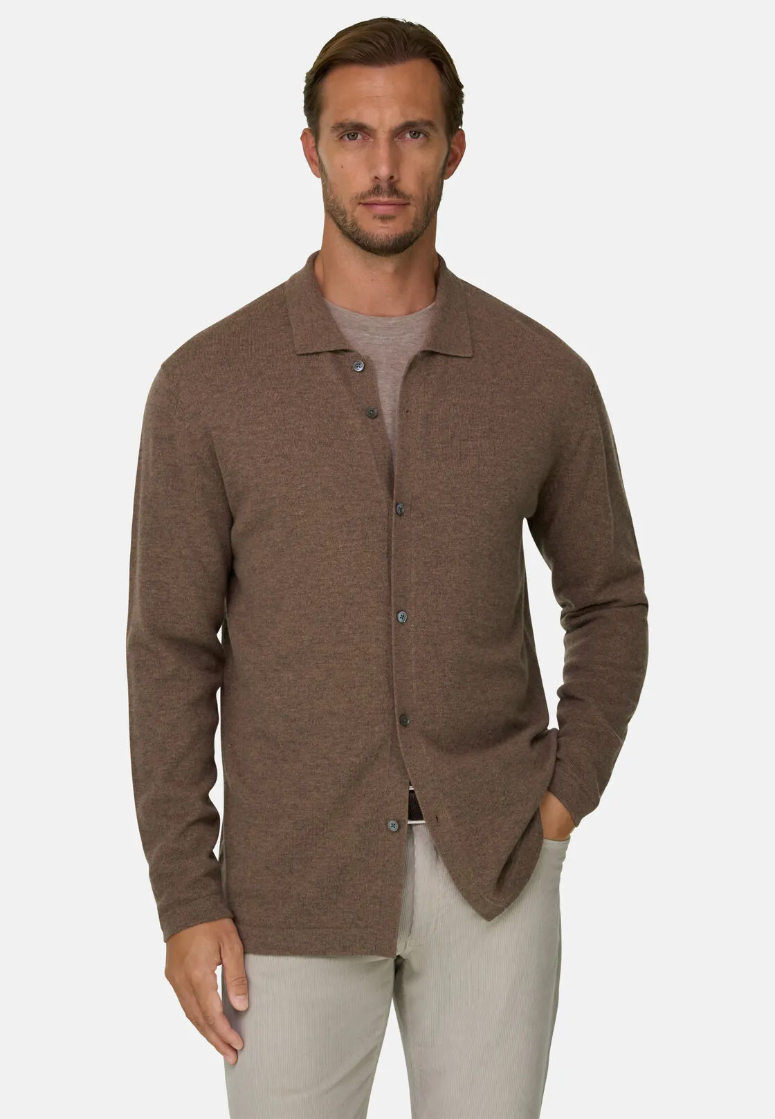 Boggi, Camicia Di Maglia In Lana Cashmere, Uomo, Marrone, Taglia: S - immagine 1