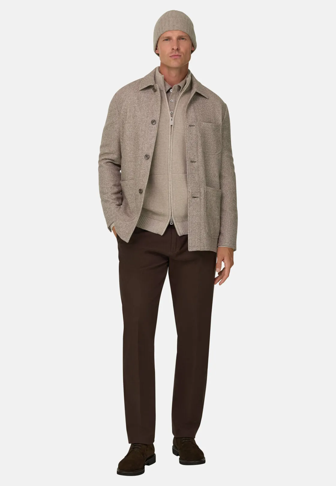 Boggi, Giacca Camicia Strutturata In Lana Seta Cashmere, Uomo, Taupe, Taglia: 44 - immagine 2