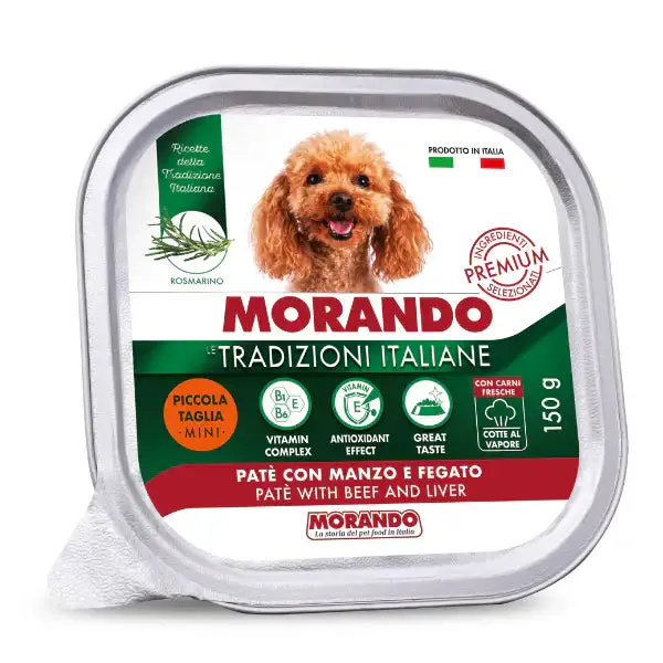 Morando Tradizioni Italiane Dog Adult Mini Patè 150 gr Manzo e fegato - confezione da 22 pezzi - Cibo umido per cani - immagine 1