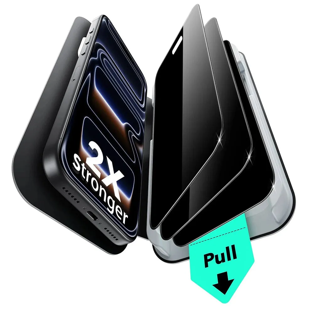 Pellicola protettiva per schermo Privacy ESR UltraFit Classic per Apple iPhone 18 Pro, Vetro temperato, Colla completa, Set da 3 pezzi - immagine 1