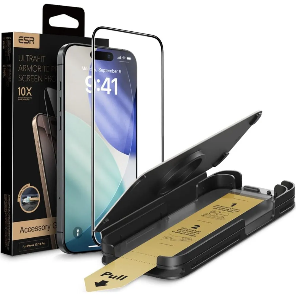 Pellicola protettiva per schermo ESR Armorite Pro UltraFit per Apple iPhone 18 Pro Max / 17 Pro Max, Vetro temperato, Full Glue, Nero - immagine 1