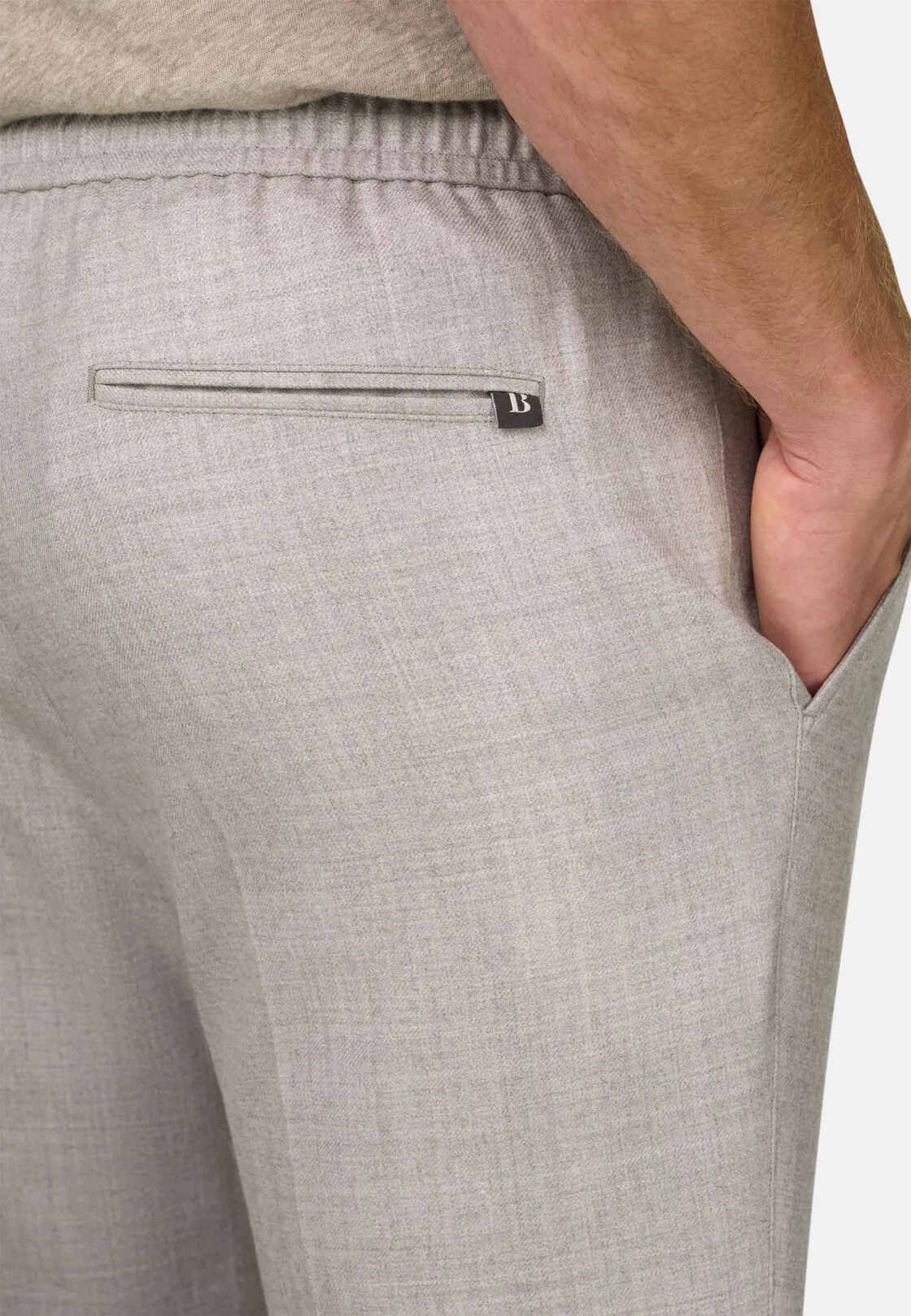 Boggi, Pantaloni City In Flanella Di Lana Melange, Uomo, Sabbia, Taglia: 50 - immagine 3
