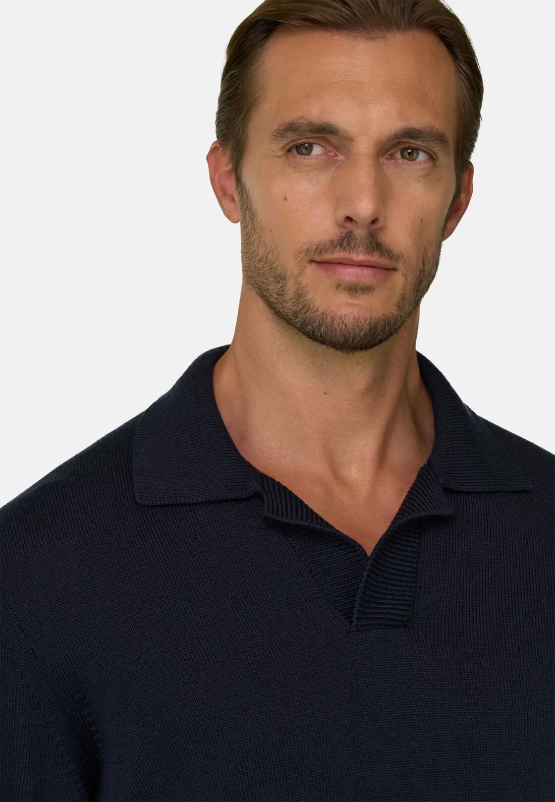 Boggi, Polo Di Maglia In Lana Merino Extrafine, Uomo, Navy, Taglia: M - immagine 3