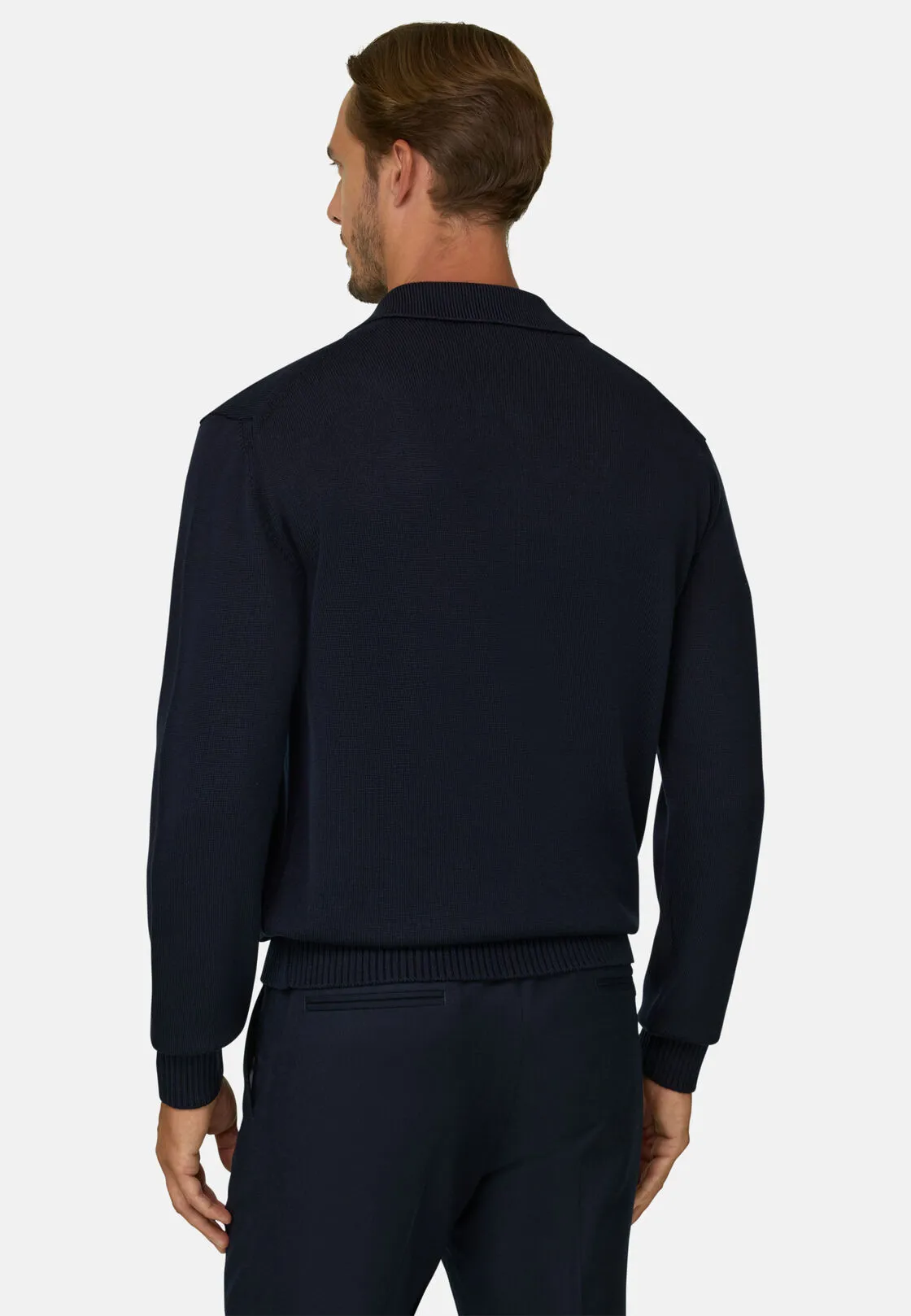 Boggi, Polo Di Maglia In Lana Merino Extrafine, Uomo, Navy, Taglia: S - immagine 4