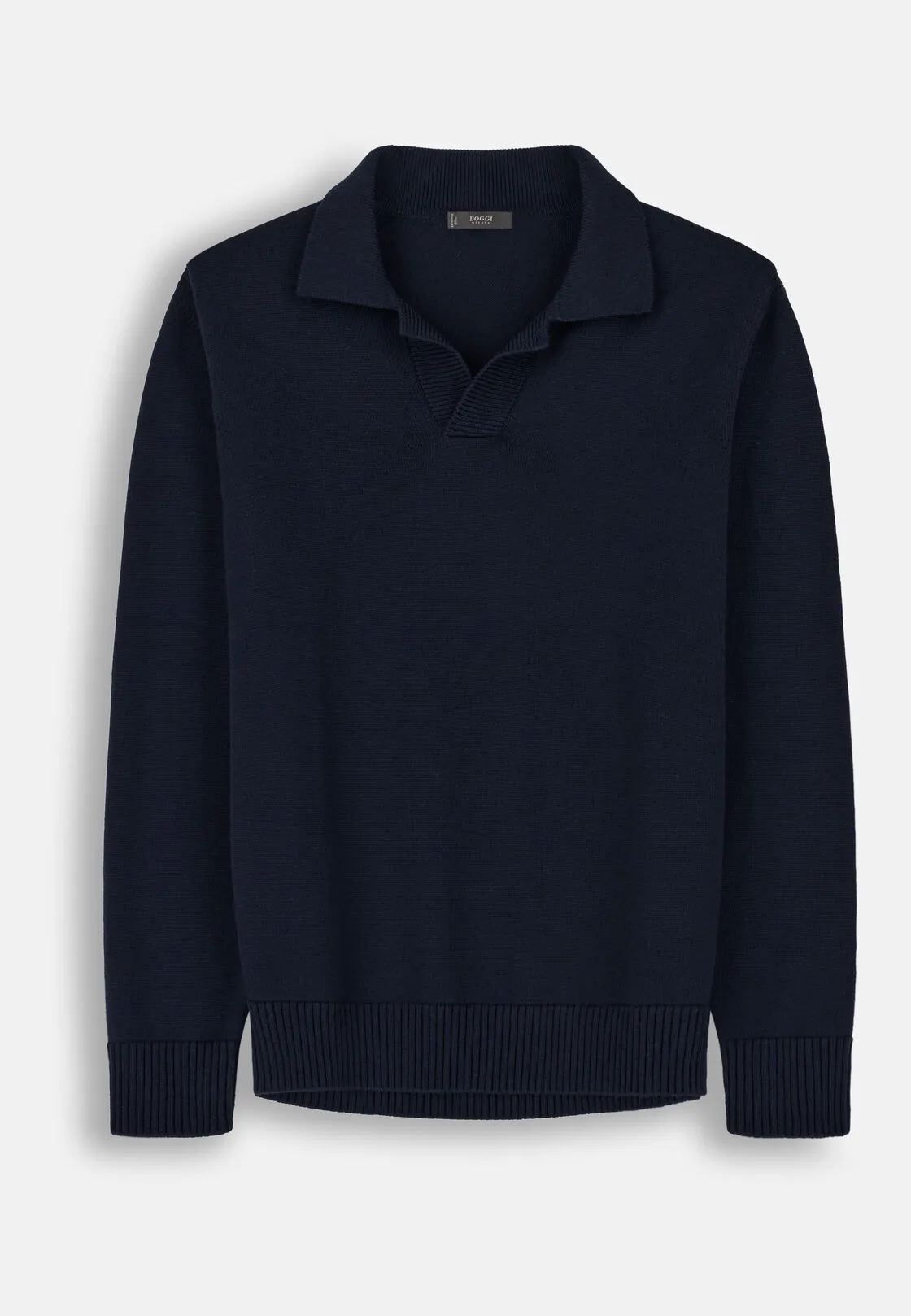 Boggi, Polo Di Maglia In Lana Merino Extrafine, Uomo, Navy, Taglia: S - immagine 5