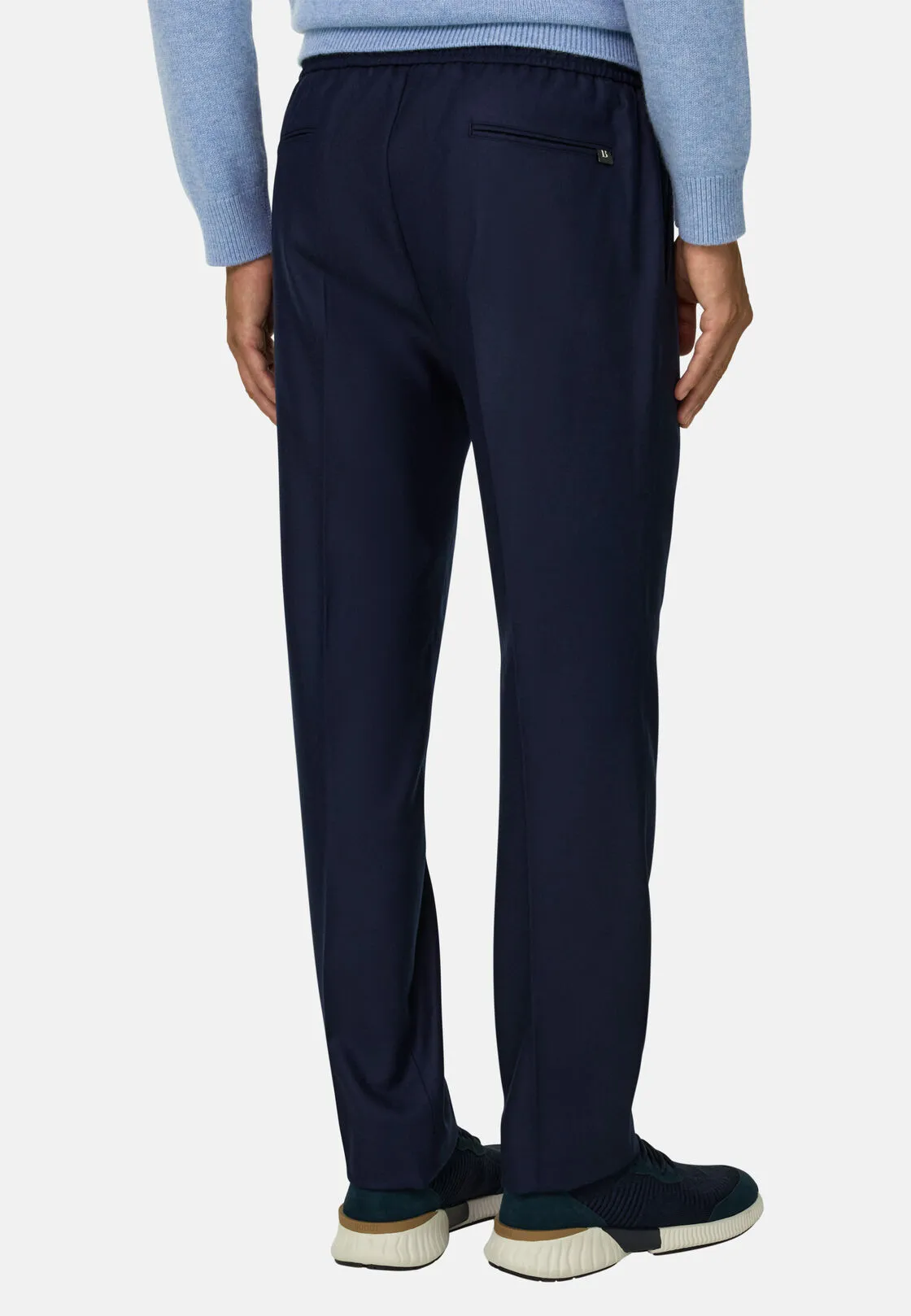 Boggi, Pantaloni City In Flanella Di Lana Melange, Uomo, Navy, Taglia: 46 - immagine 5