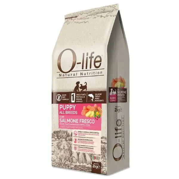 O-life Dog Grain Free Puppy All Breeds Salmone fresco 2 kg (scadenza: 28/02/2027) - Croccantini per cani - immagine 1
