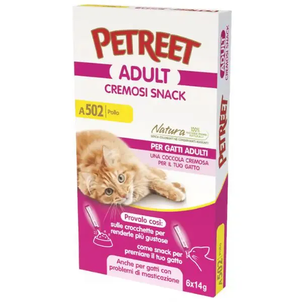 Petreet Cremosi Snack per gatti 6x14 gr Pollo - immagine 1