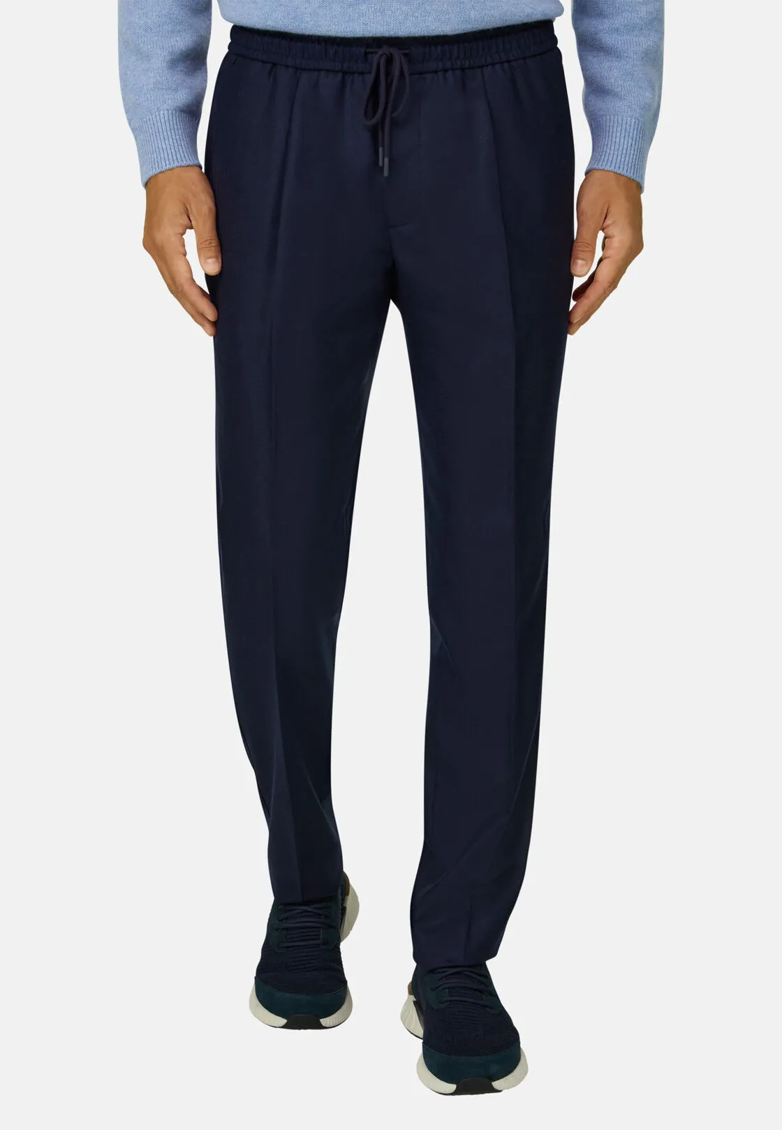 Boggi, Pantaloni City In Flanella Di Lana Melange, Uomo, Navy, Taglia: 54 - immagine 1