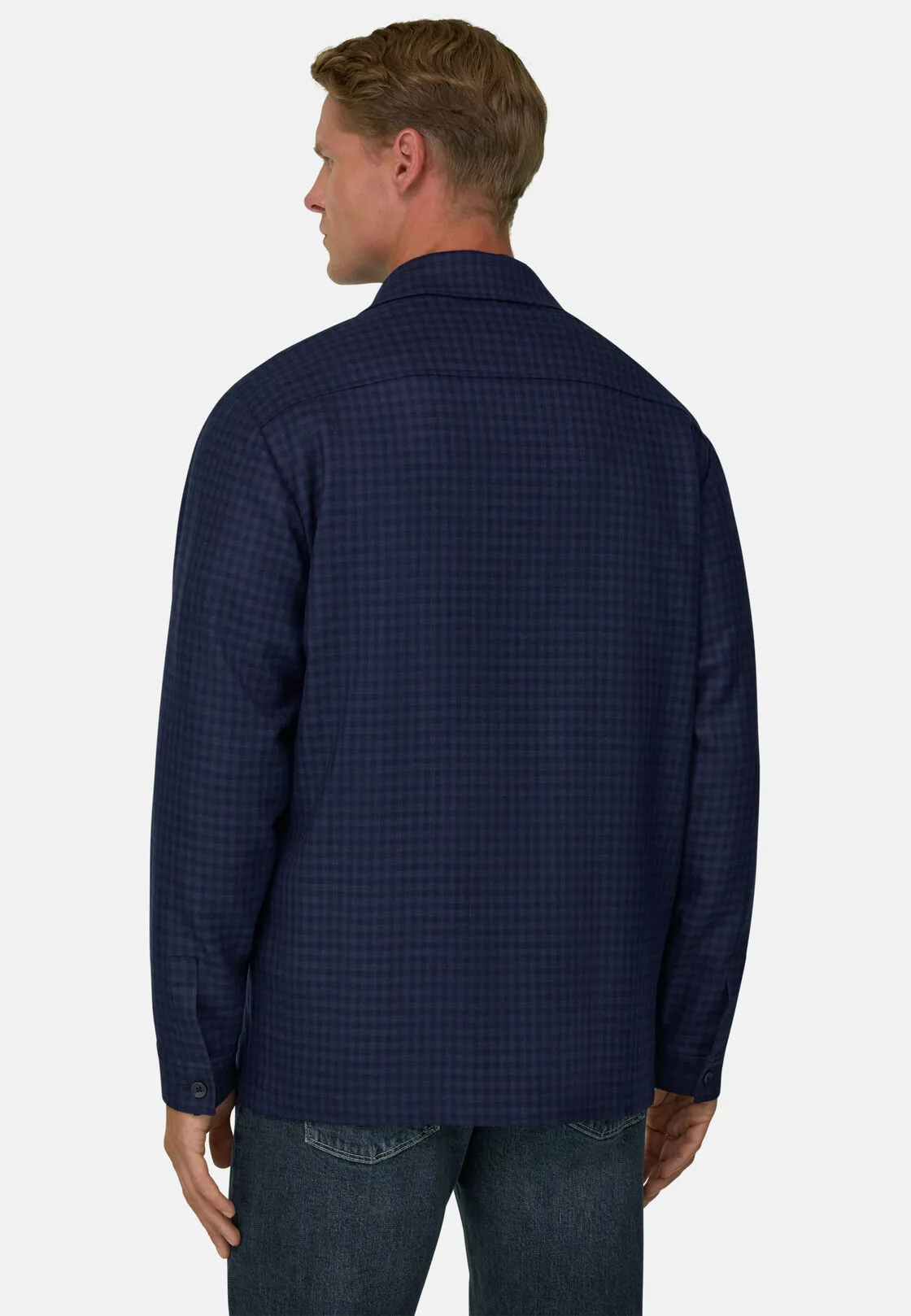Boggi, Giacca Camicia Fantasia In Lana, Uomo, Navy, Taglia: L - immagine 4
