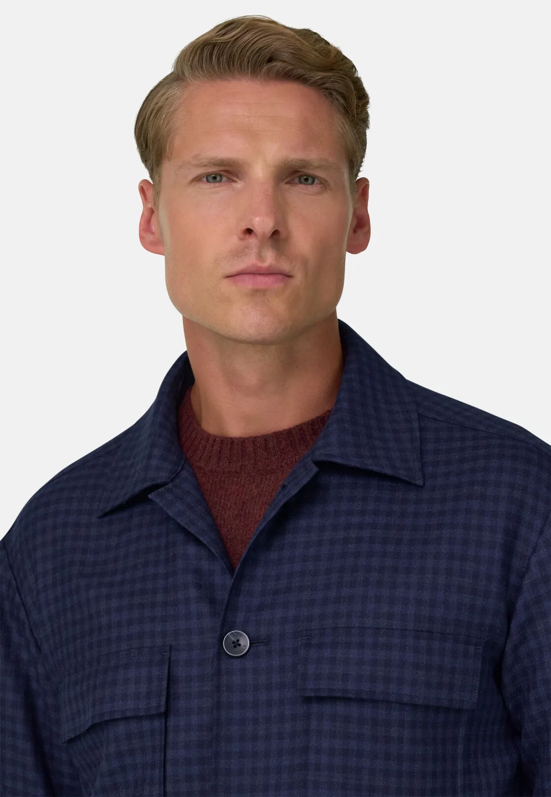 Boggi, Giacca Camicia Fantasia In Lana, Uomo, Navy, Taglia: M - immagine 3