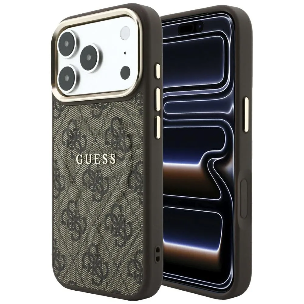 Custodia MagSafe per Apple iPhone 18 Pro Max / 17 Pro Max, Guess, 4G Embossed Classic, Marrone - immagine 1