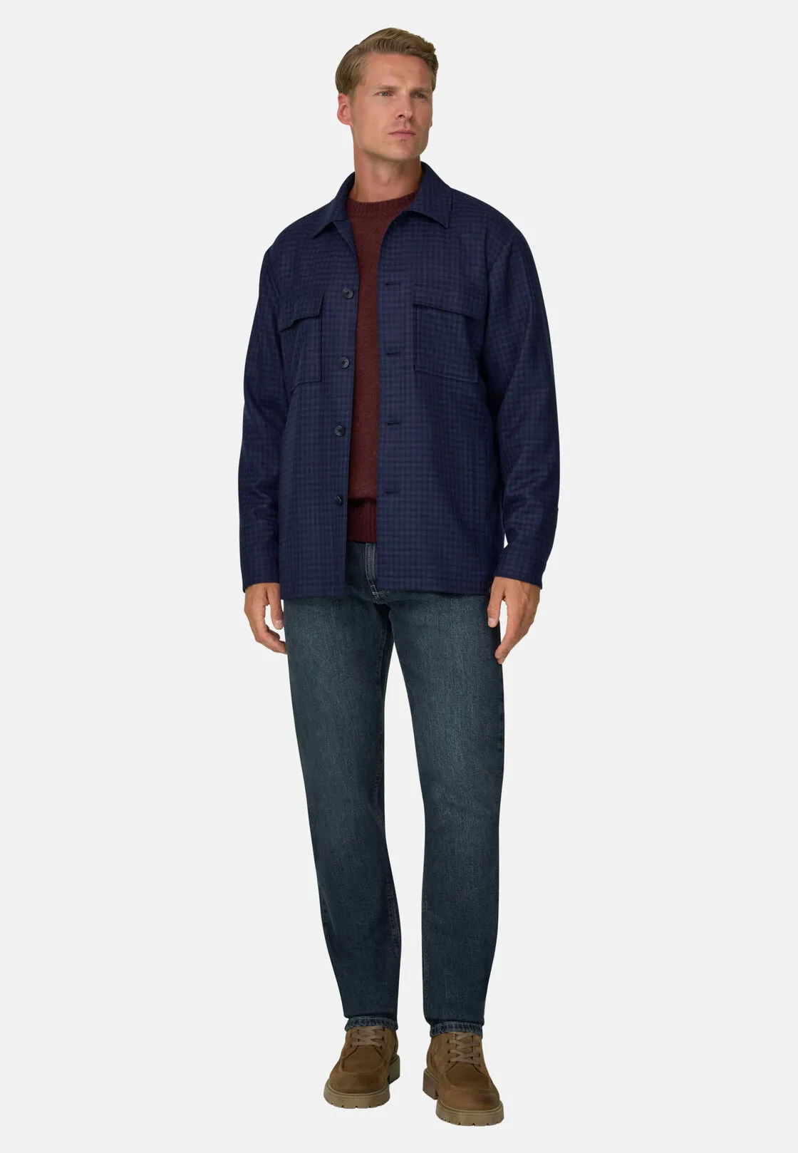 Boggi, Giacca Camicia Fantasia In Lana, Uomo, Navy, Taglia: XXL - immagine 2