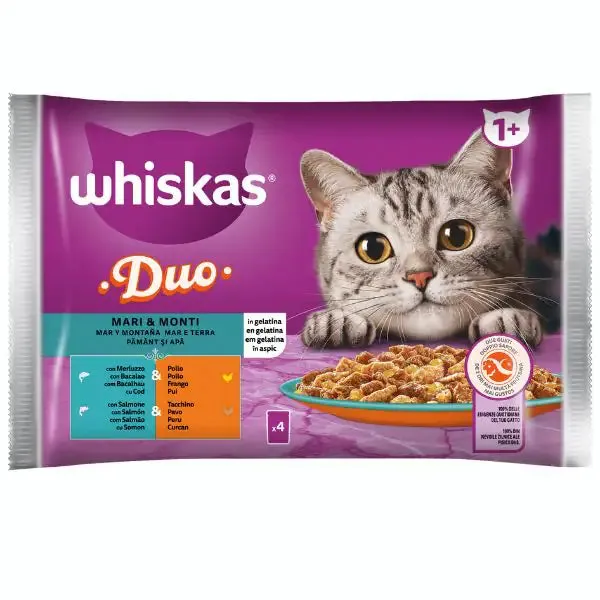 Whiskas Duo Multipack 4 pezzi da 85 gr Mari e Monti - immagine 1