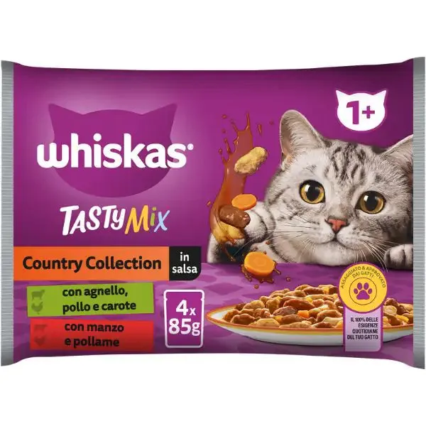 Whiskas Tasty Mix Multipack 4 pezzi da 85 gr Country Collection - immagine 1